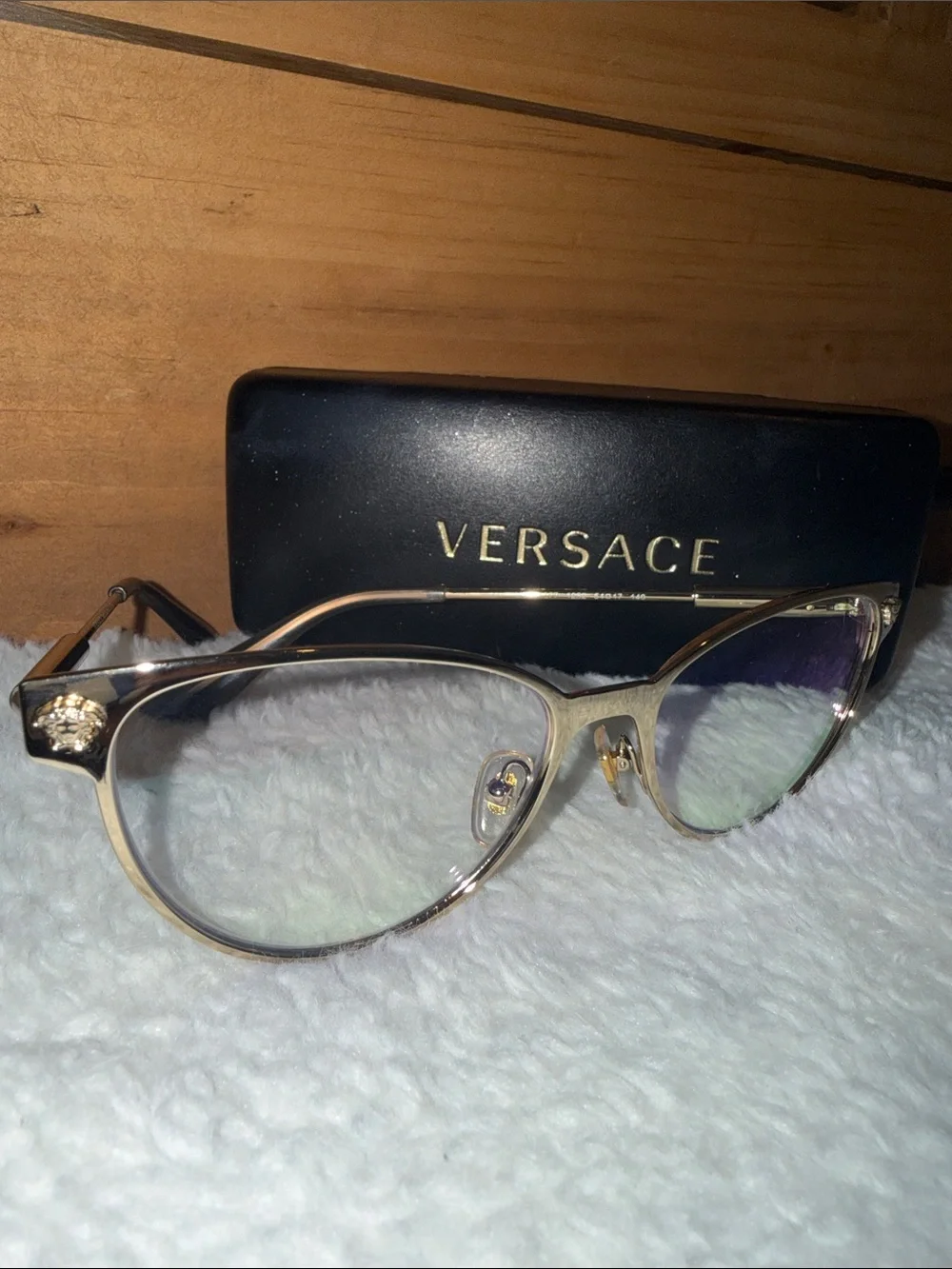 Versace Gold and Black Cat-Eye Women's Glasses